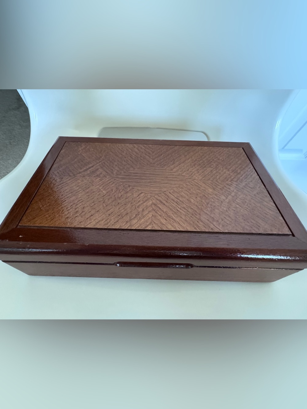 Vintage Wood Jewelry Box Keepsake Trinket Box Valet Organizer Rustic Luxe Decor - Picture 6 of 15